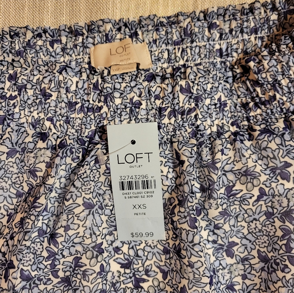 Loft mini skirt, floral, blue, XXS petite